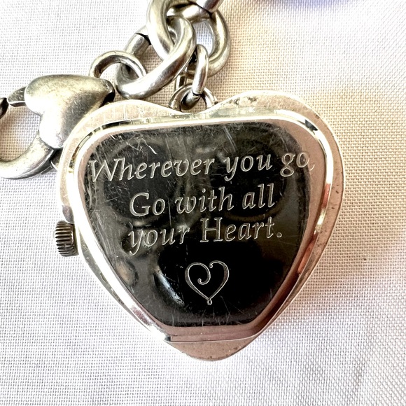 Brighton One Heart Breast Cancer Awareness Charm Bracelet Watch Silver Plated - Picture 8 of 8